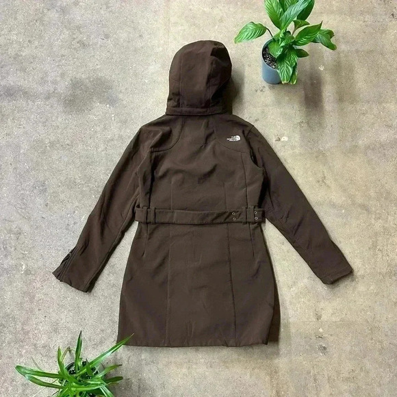 The North Face Mocha Apex Long Jacket  W/Belt Small - Picture 2 of 6